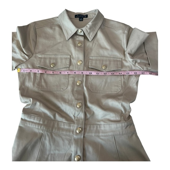 J.Crew Twill Khaki Snap Collared Fit Flare Shirtdress Size 00 BY839 NEW - Picture 10 of 15